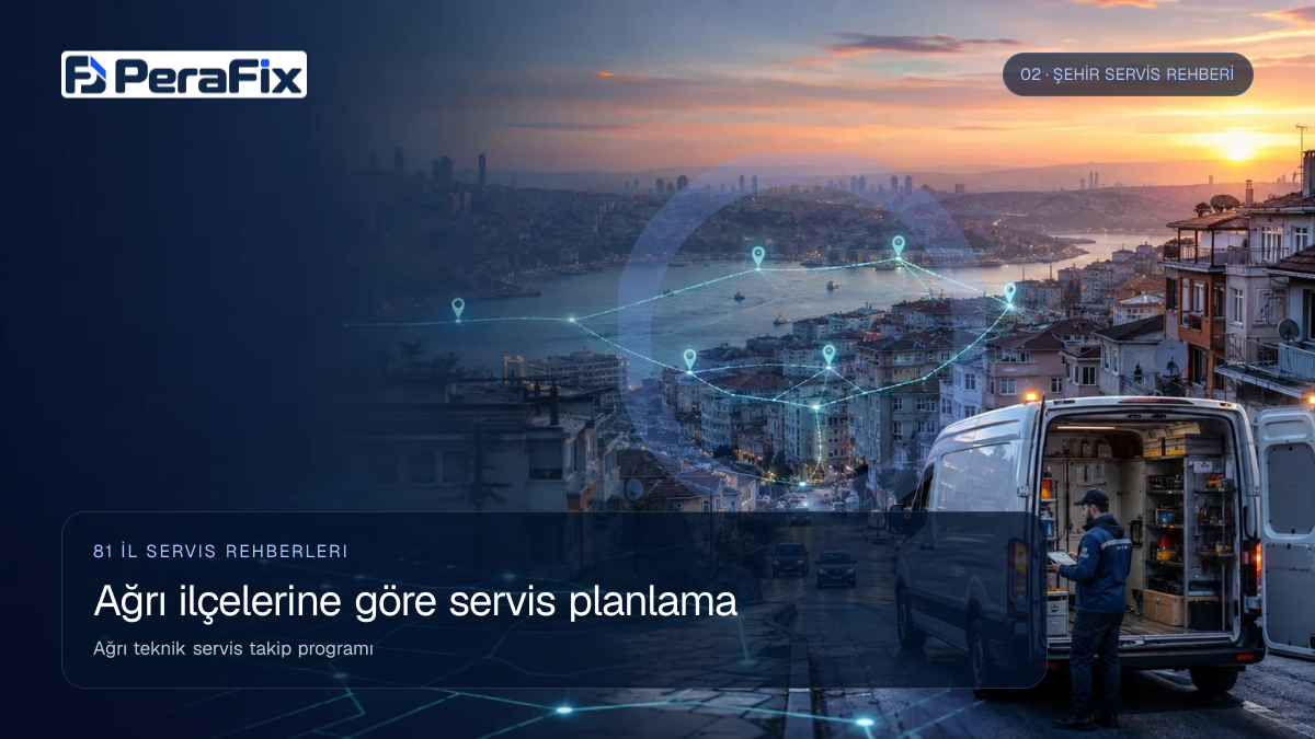 Ağrı teknik servis takip programı sürecini gösteren PeraFix uygulama görseli