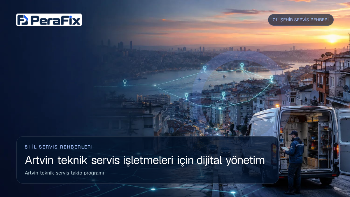 Artvin teknik servis takip programı sürecini gösteren PeraFix uygulama görseli