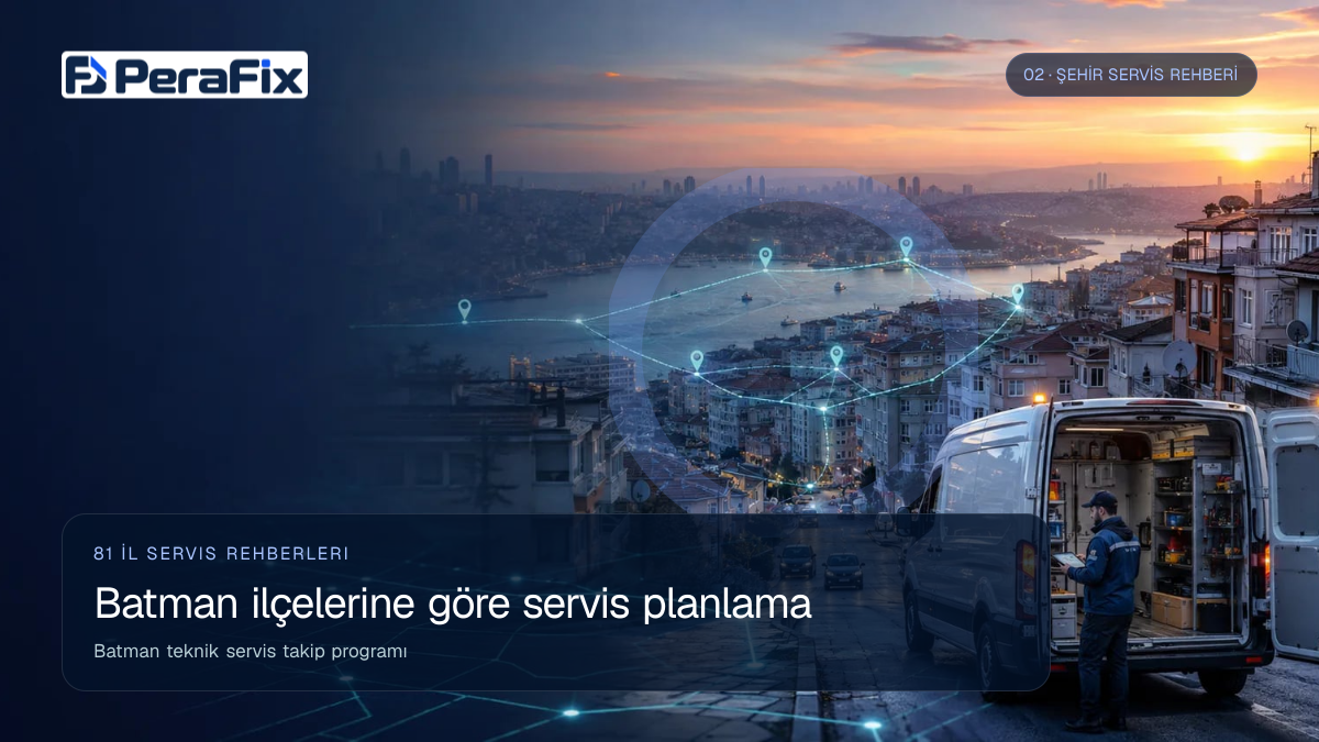 Batman teknik servis takip programı sürecini gösteren PeraFix uygulama görseli