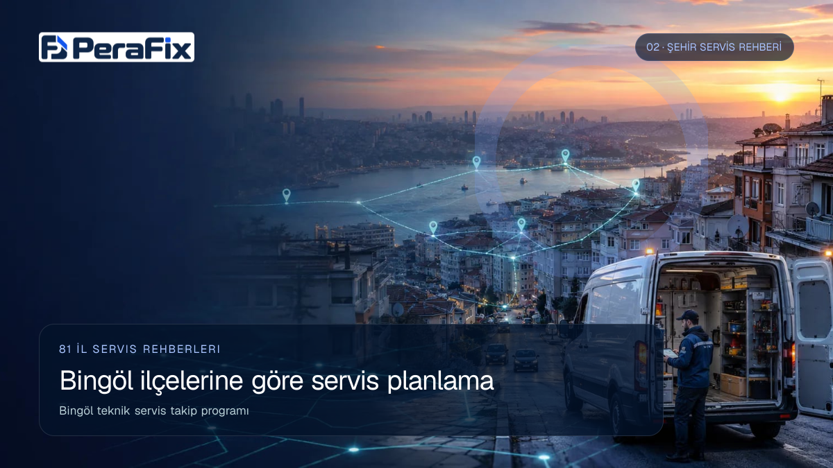 Bingöl teknik servis takip programı sürecini gösteren PeraFix uygulama görseli