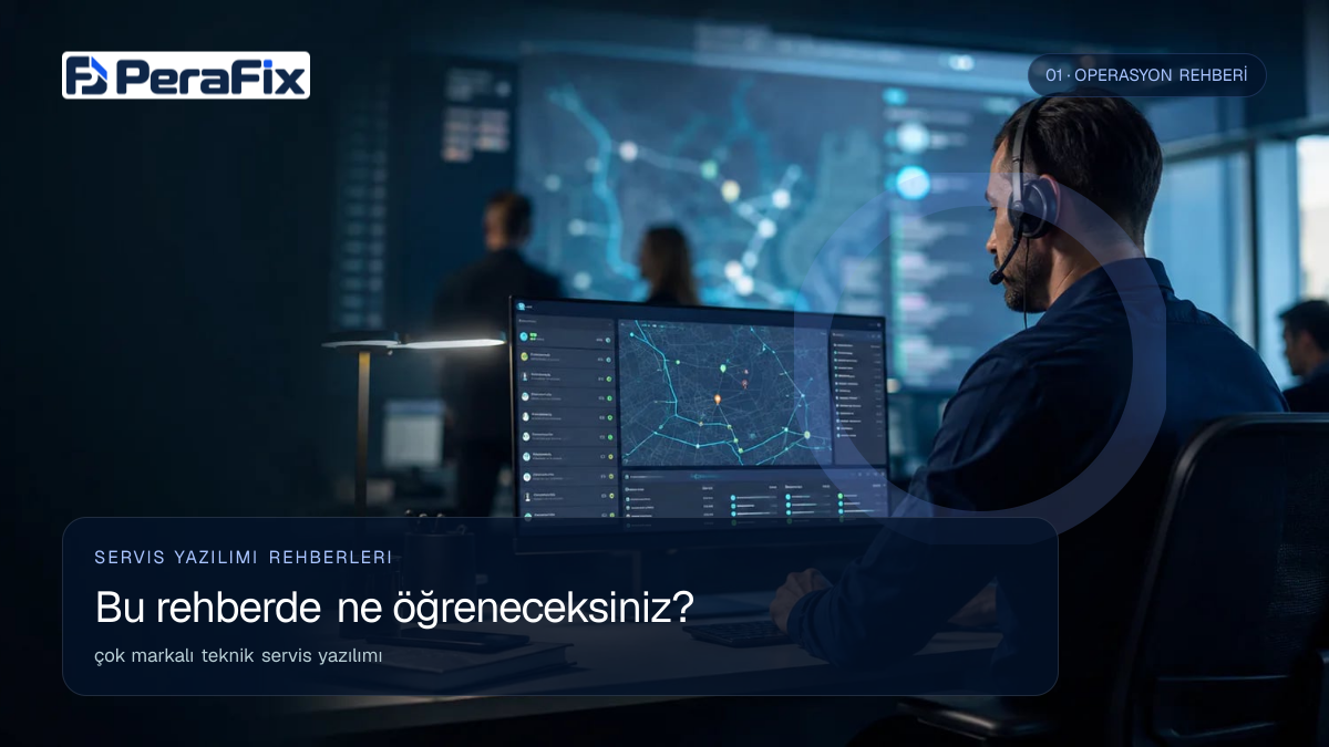 çok markalı teknik servis yazılımı sürecini gösteren PeraFix uygulama görseli