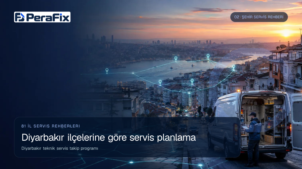 Diyarbakır teknik servis takip programı sürecini gösteren PeraFix uygulama görseli