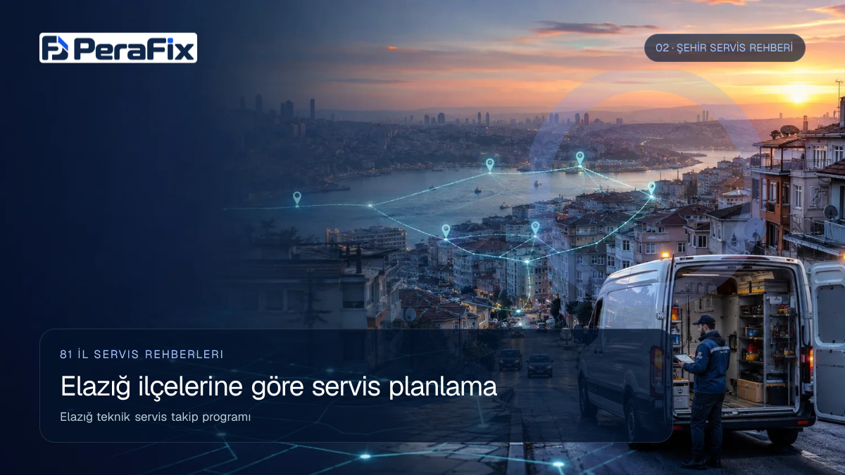 Elazığ teknik servis takip programı sürecini gösteren PeraFix uygulama görseli