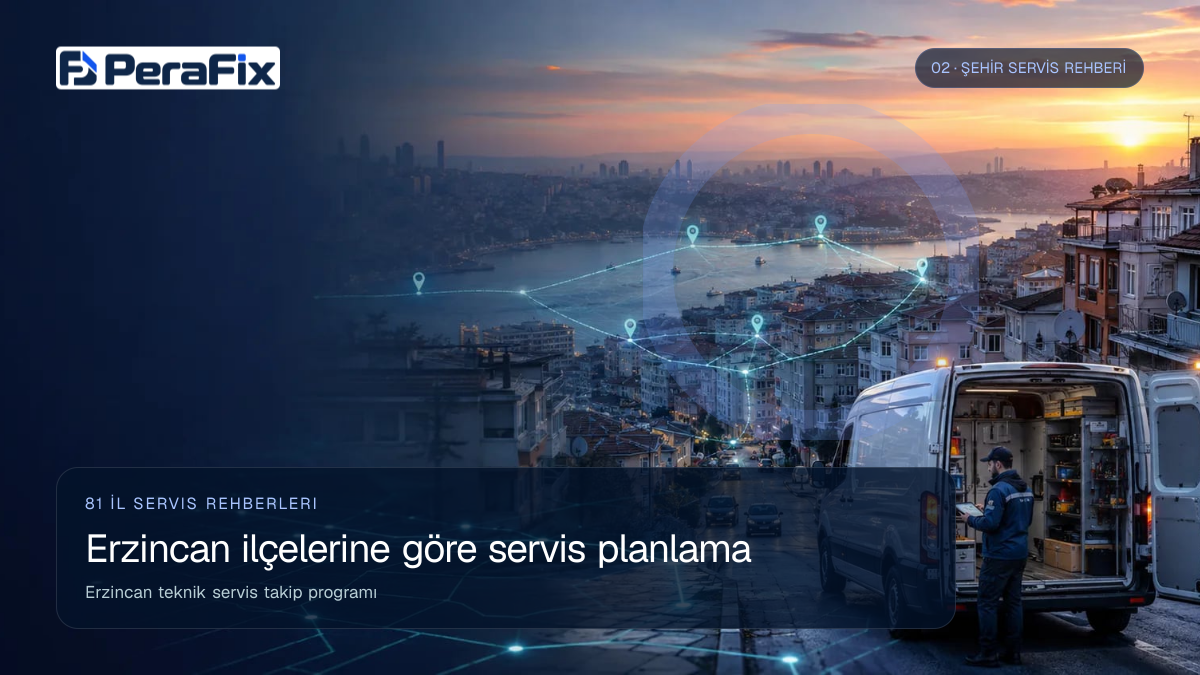 Erzincan teknik servis takip programı sürecini gösteren PeraFix uygulama görseli