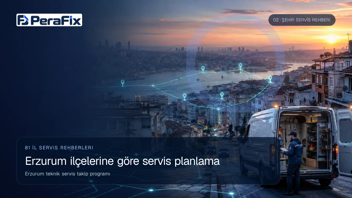 Erzurum teknik servis takip programı sürecini gösteren PeraFix uygulama görseli