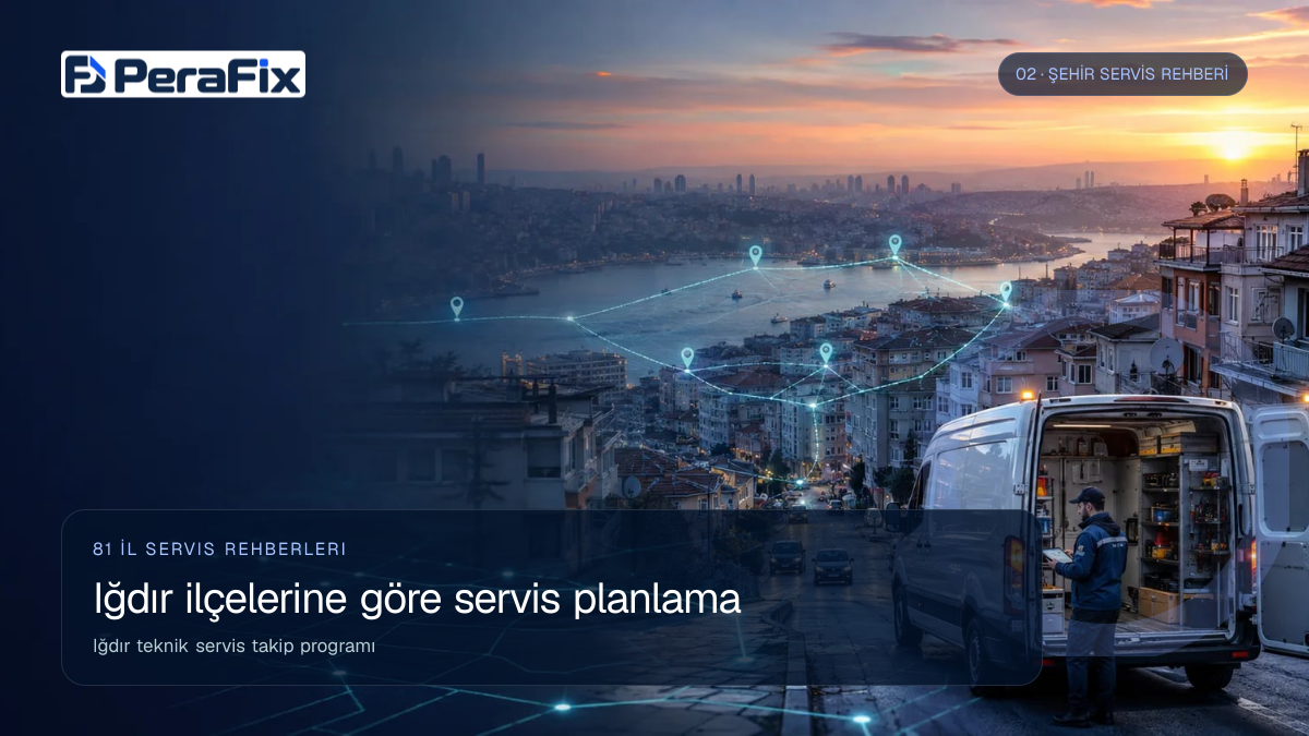Iğdır teknik servis takip programı sürecini gösteren PeraFix uygulama görseli
