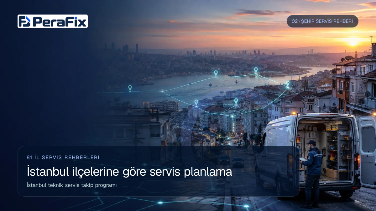 İstanbul teknik servis takip programı sürecini gösteren PeraFix uygulama görseli