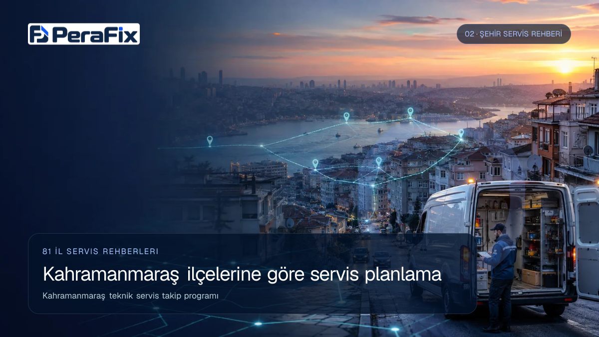 Kahramanmaraş teknik servis takip programı sürecini gösteren PeraFix uygulama görseli