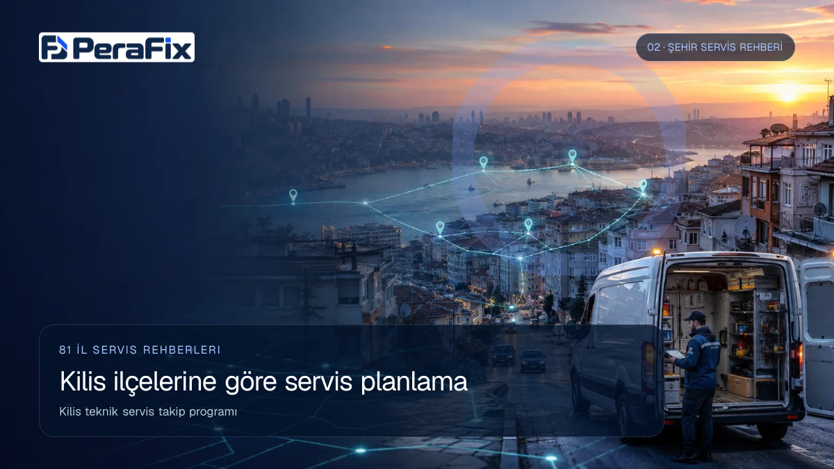 Kilis teknik servis takip programı sürecini gösteren PeraFix uygulama görseli