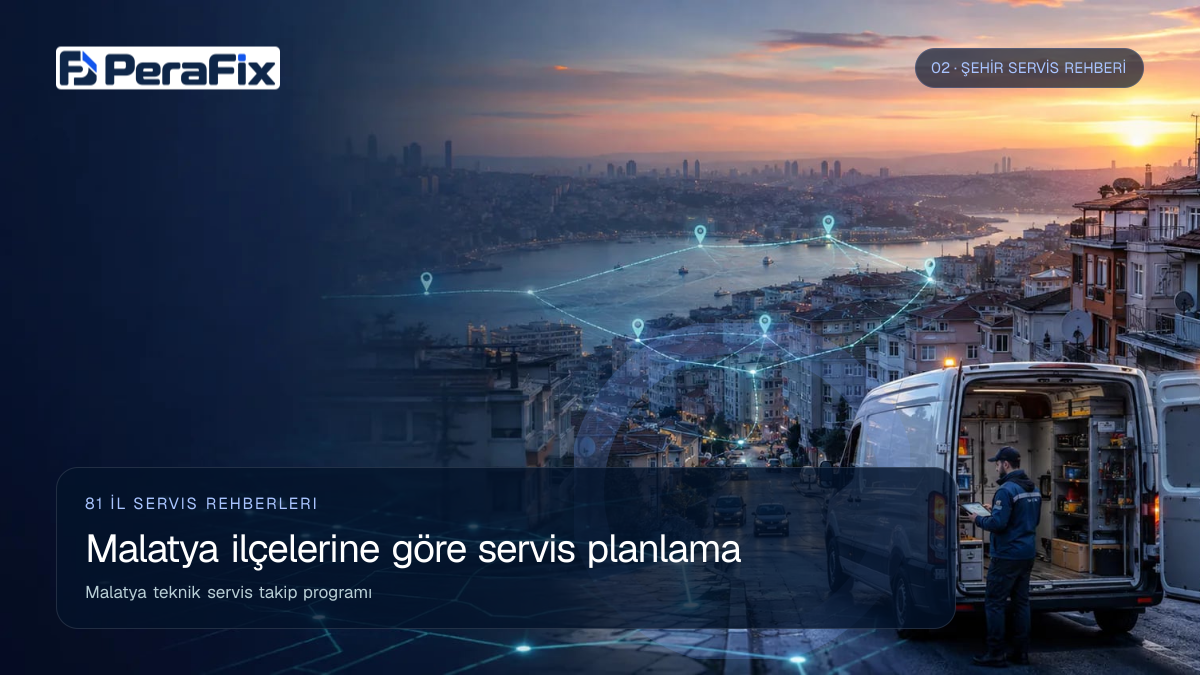 Malatya teknik servis takip programı sürecini gösteren PeraFix uygulama görseli