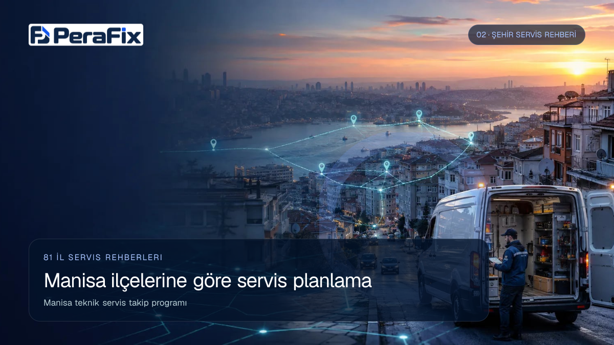 Manisa teknik servis takip programı sürecini gösteren PeraFix uygulama görseli