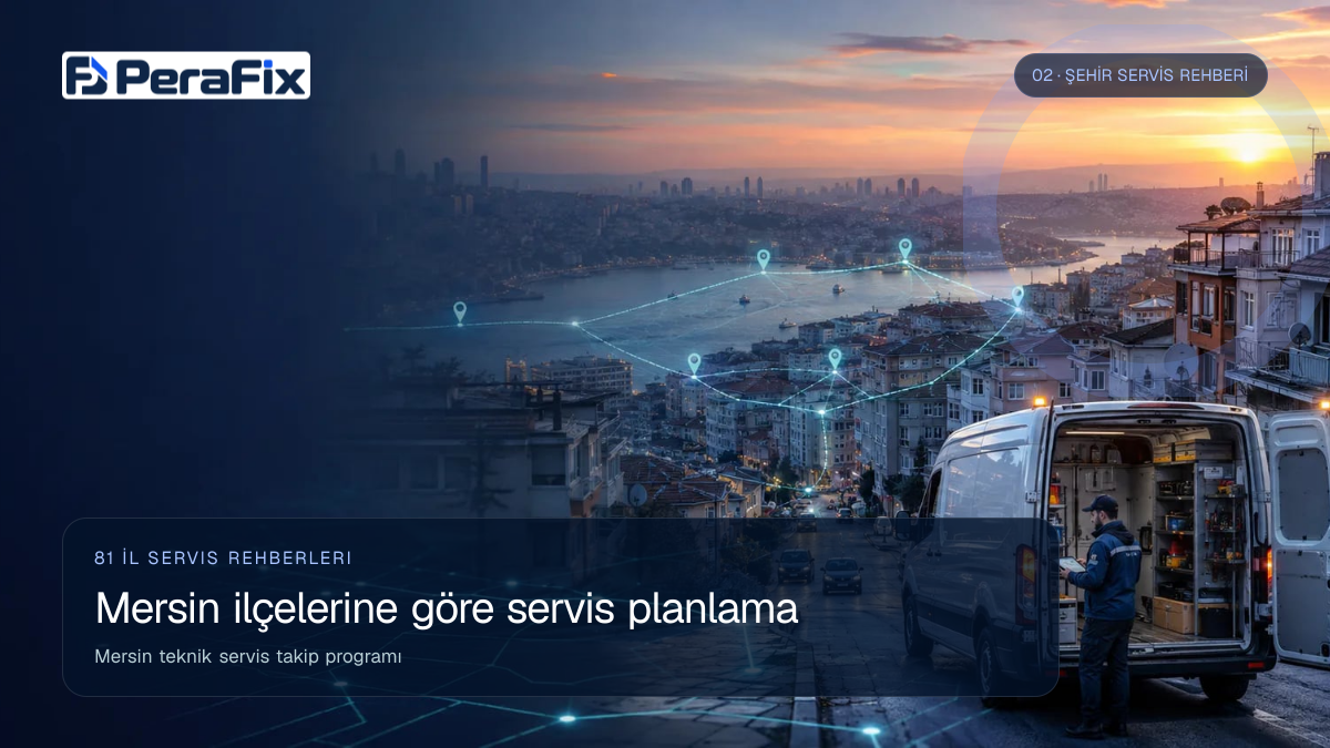 Mersin teknik servis takip programı sürecini gösteren PeraFix uygulama görseli