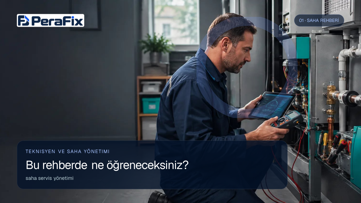 saha servis yönetimi sürecini gösteren PeraFix uygulama görseli