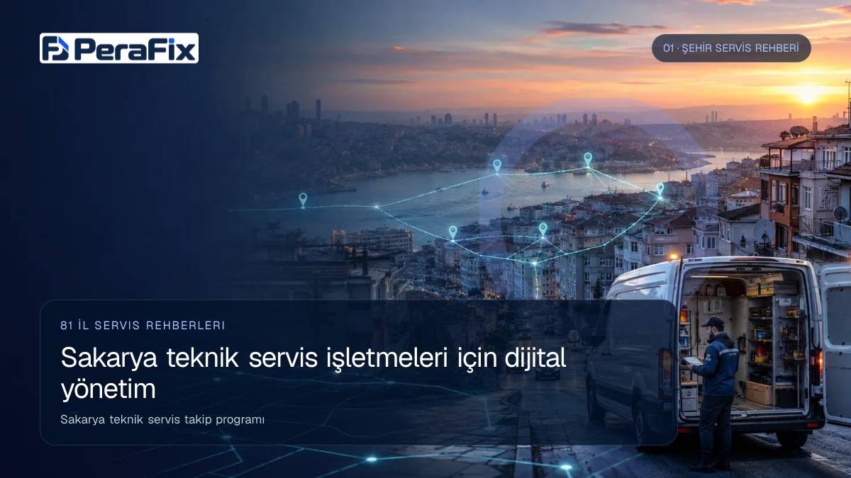 Sakarya teknik servis takip programı sürecini gösteren PeraFix uygulama görseli
