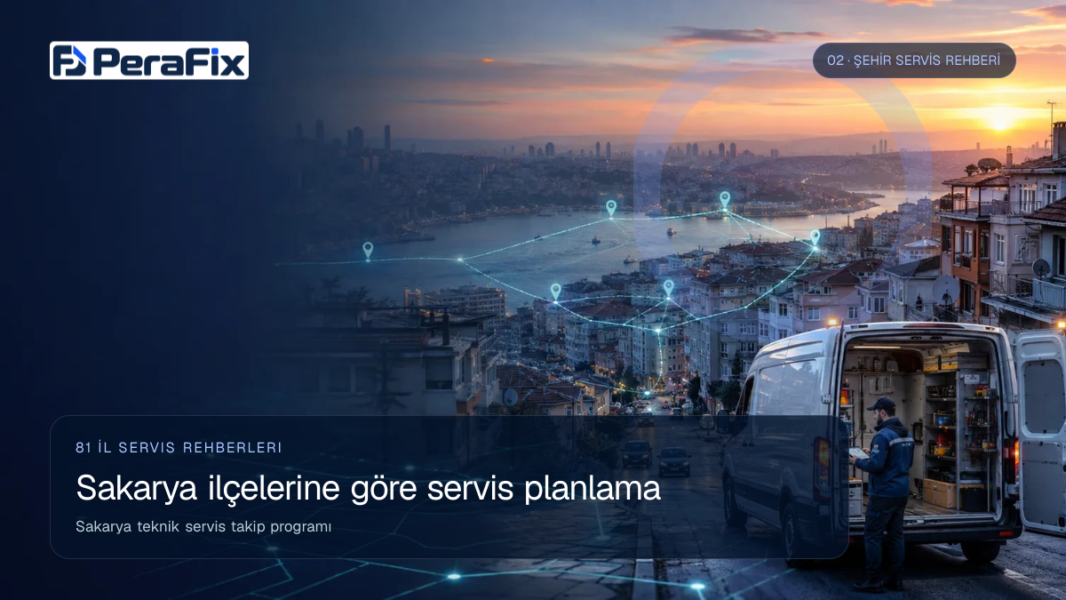 Sakarya teknik servis takip programı sürecini gösteren PeraFix uygulama görseli