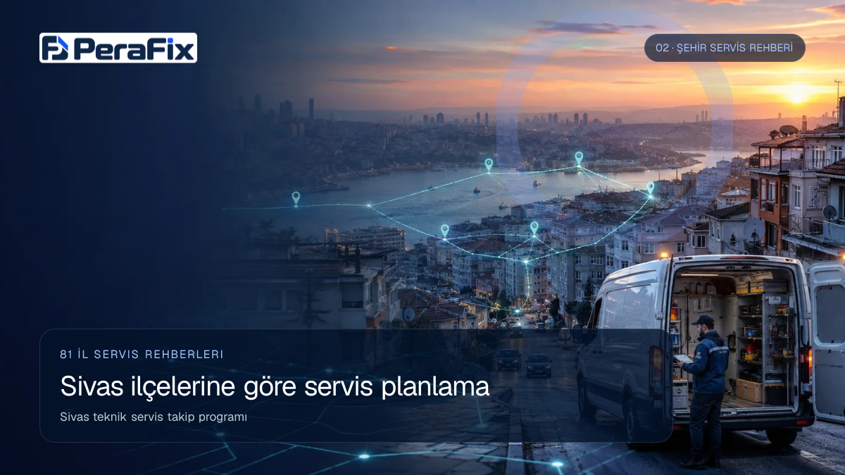 Sivas teknik servis takip programı sürecini gösteren PeraFix uygulama görseli