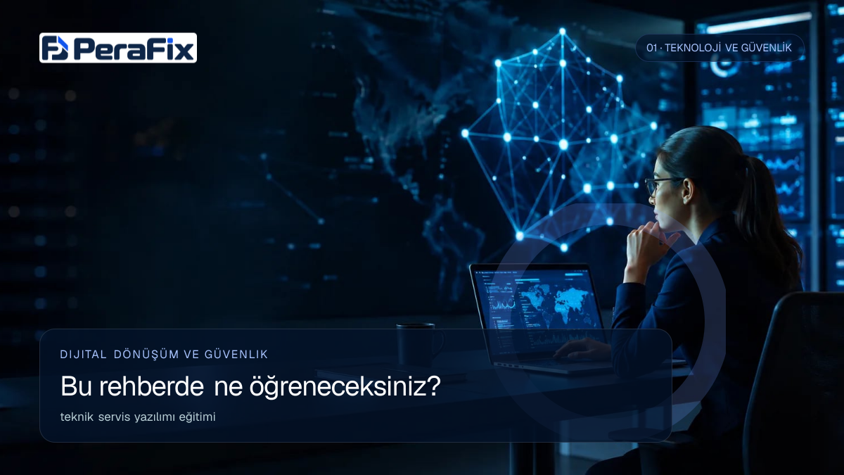 teknik servis yazılımı eğitimi sürecini gösteren PeraFix uygulama görseli