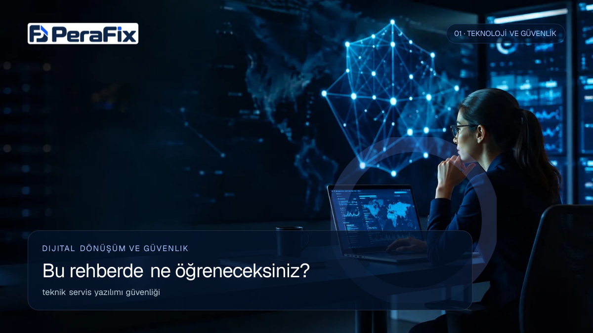 teknik servis yazılımı güvenliği sürecini gösteren PeraFix uygulama görseli