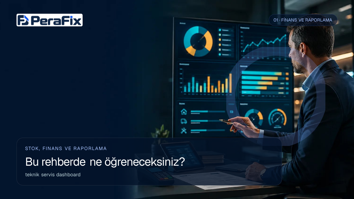 teknik servis dashboard sürecini gösteren PeraFix uygulama görseli