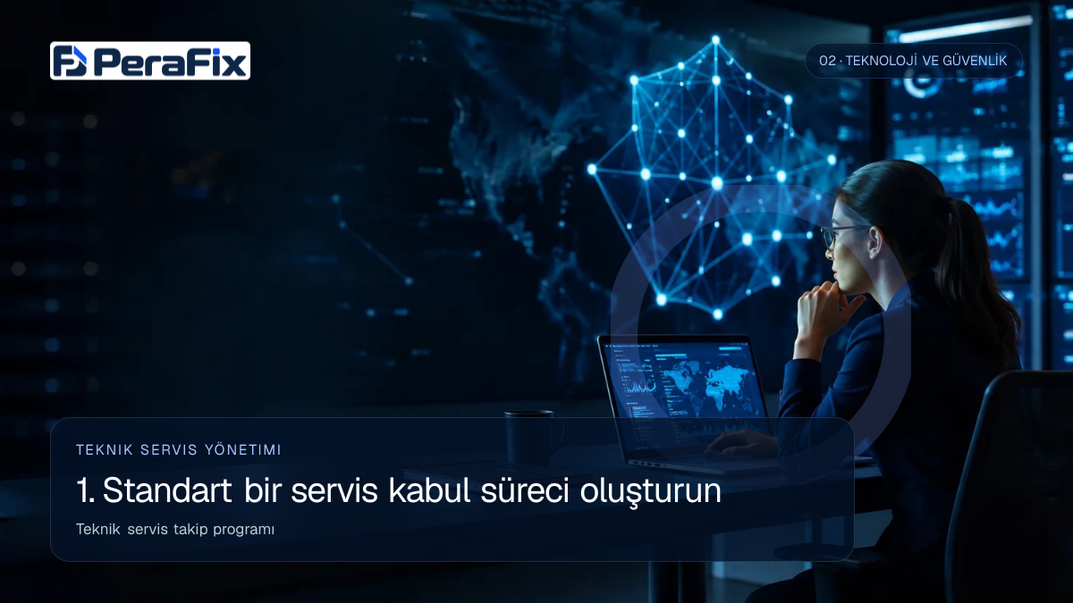 Teknik servis takip programı sürecini gösteren PeraFix uygulama görseli