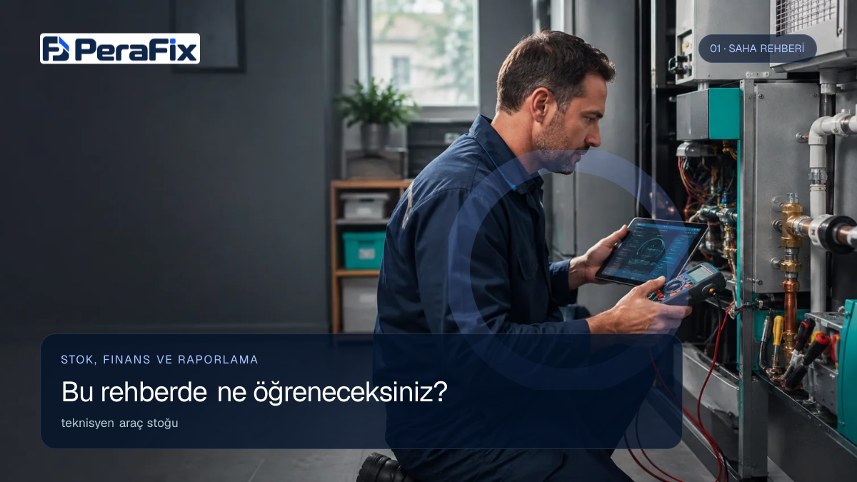 teknisyen araç stoğu sürecini gösteren PeraFix uygulama görseli