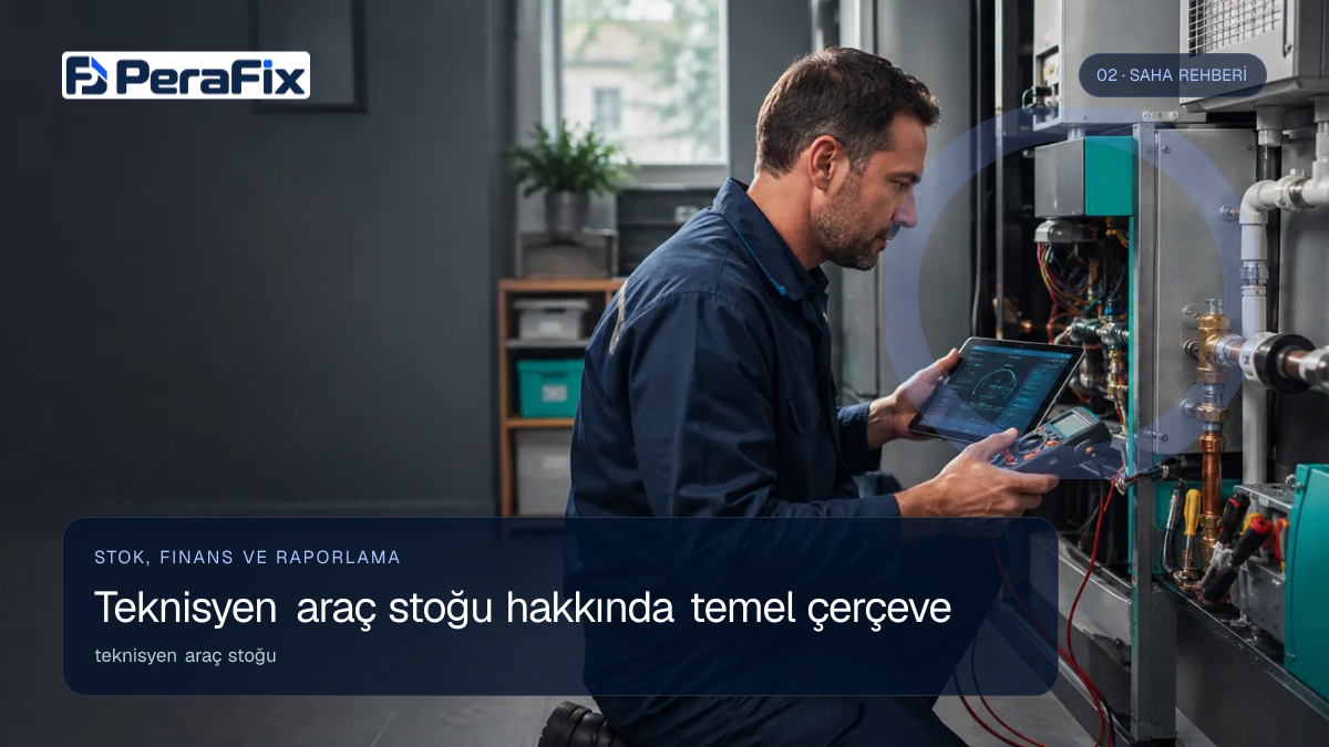 teknisyen araç stoğu sürecini gösteren PeraFix uygulama görseli
