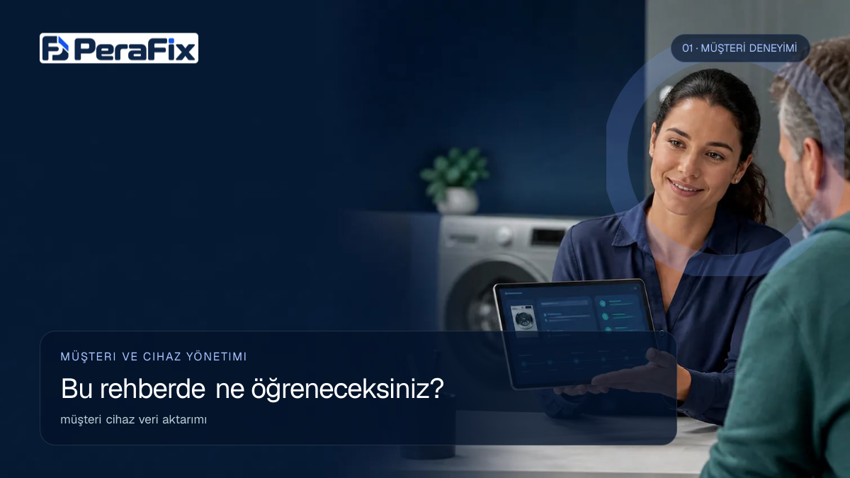 müşteri cihaz veri aktarımı sürecini gösteren PeraFix uygulama görseli