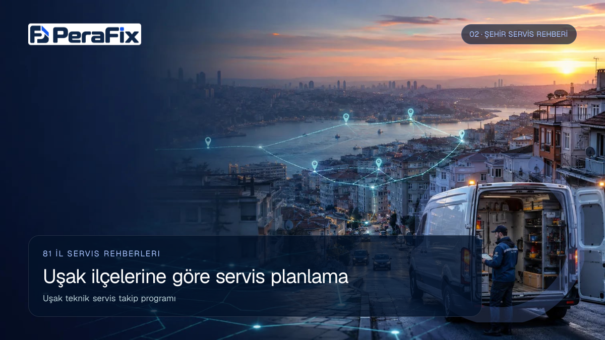 Uşak teknik servis takip programı sürecini gösteren PeraFix uygulama görseli