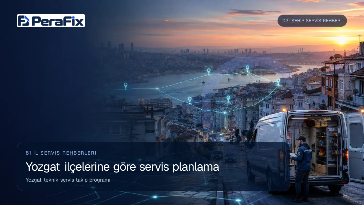 Yozgat teknik servis takip programı sürecini gösteren PeraFix uygulama görseli